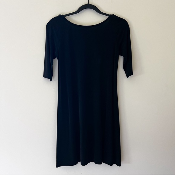 eileen fisher | 100% silk black tunic dress beaded neckline XS - Picture 2 of 5